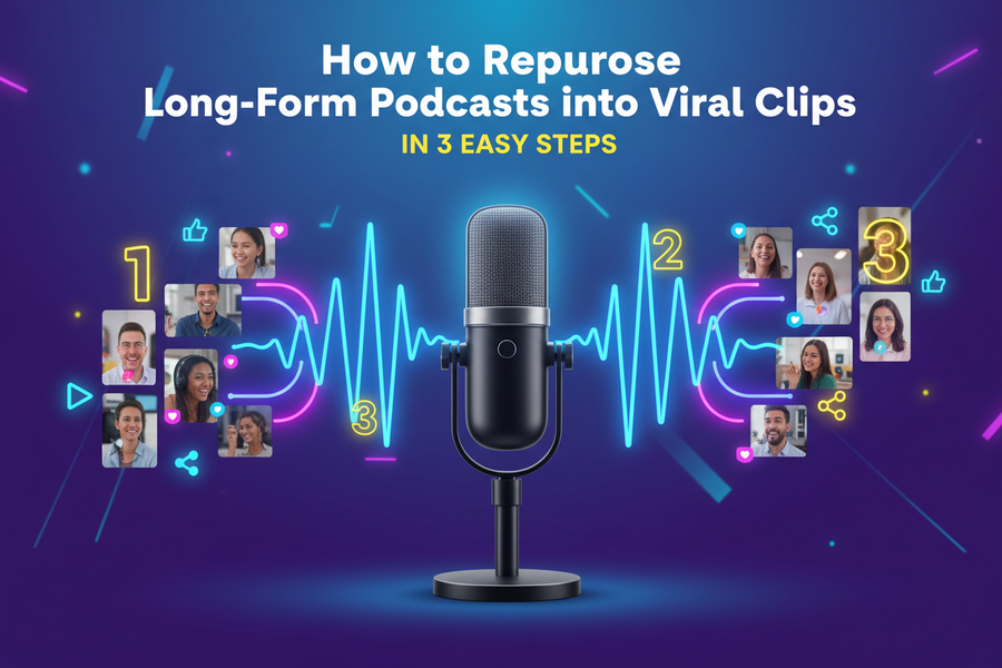 How to Repurpose Long-Form Podcasts into Viral Clips in 3 Easy Steps